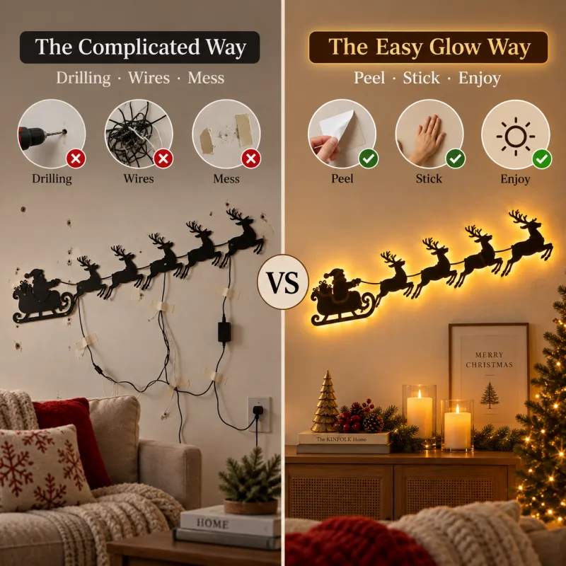 🎅LED Christmas Santa Sleigh Wall Decor