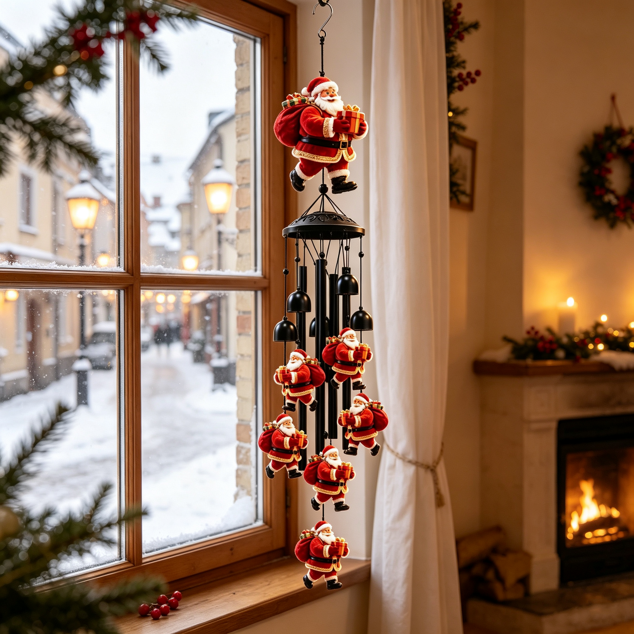 🎅 Christmas Santa Wind Chime with Metal Tubes & Bells