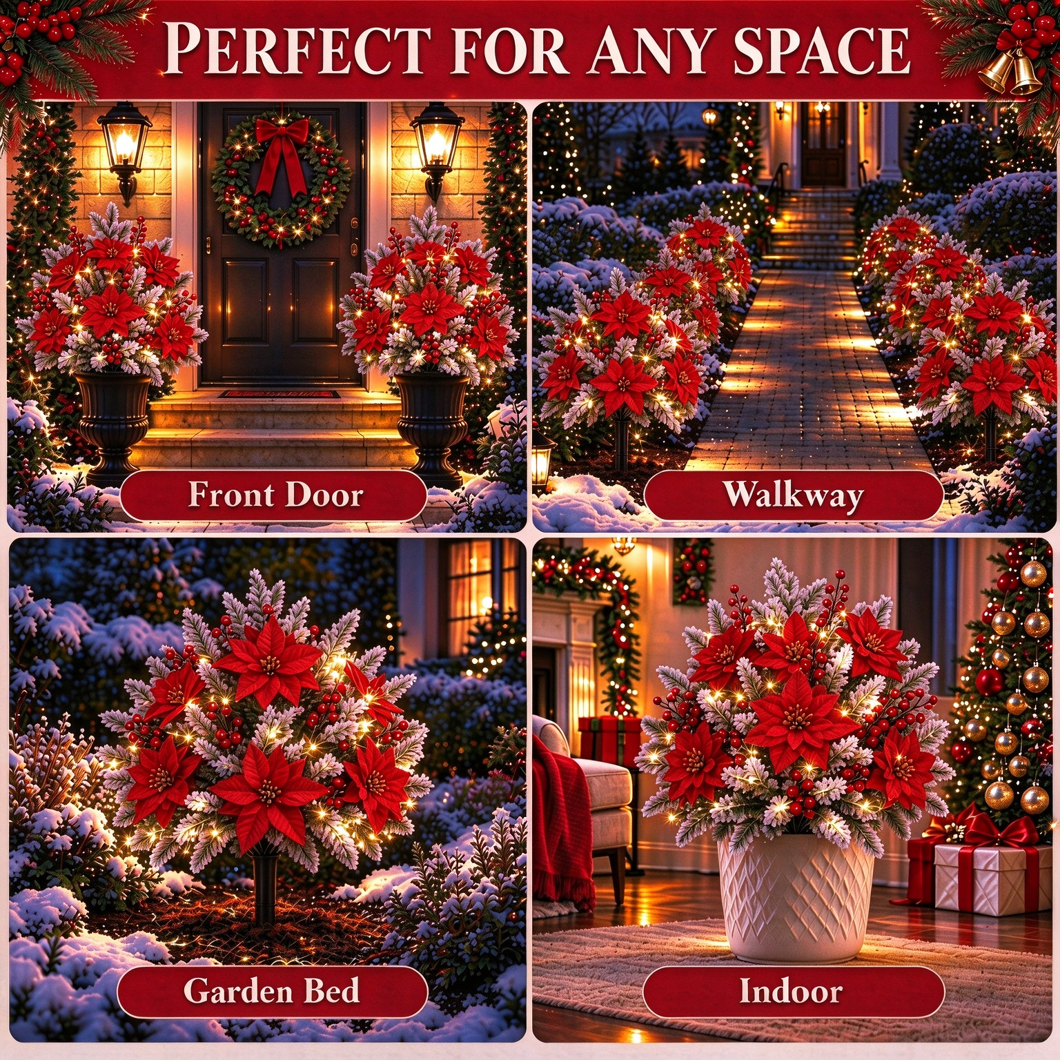 🔥2026 Christmas Sale 50% OFF | Pre-Lit Christmas Evergreen & Red Berry Garden Stakes