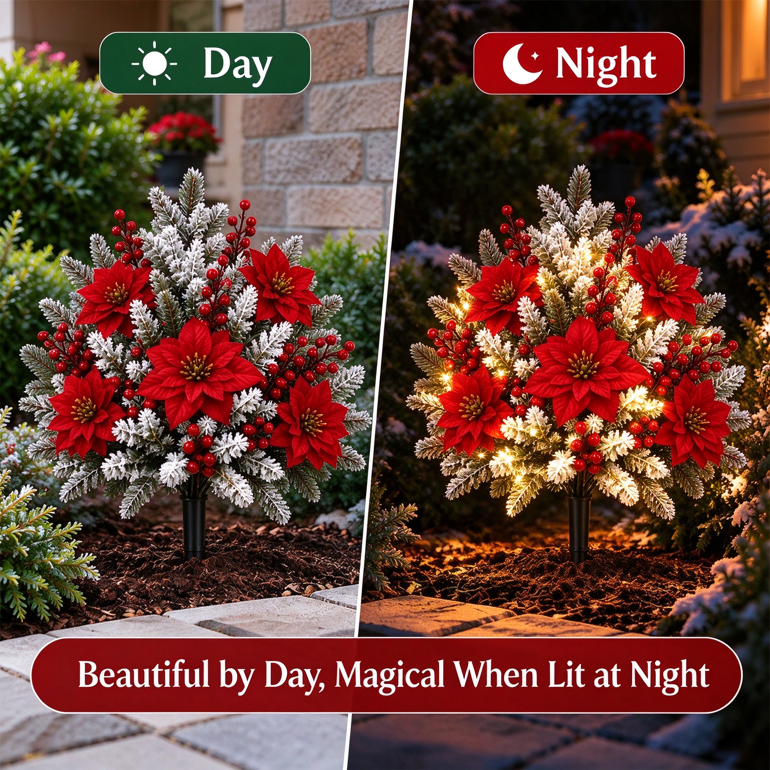 🔥2026 Christmas Sale 50% OFF | Pre-Lit Christmas Evergreen & Red Berry Garden Stakes
