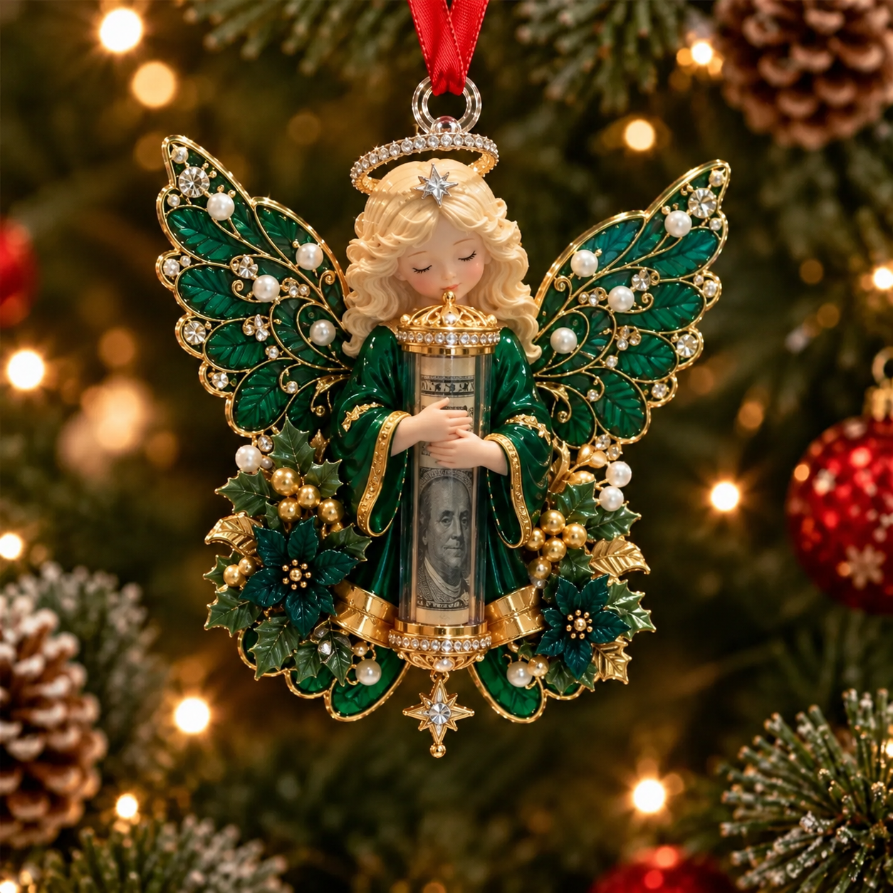 ⏰ LAST DAY SALE 49% OFF! 👼💵 3D Angel Christmas Cash Gift Ornament – Holiday Money Holder Keepsake ✨