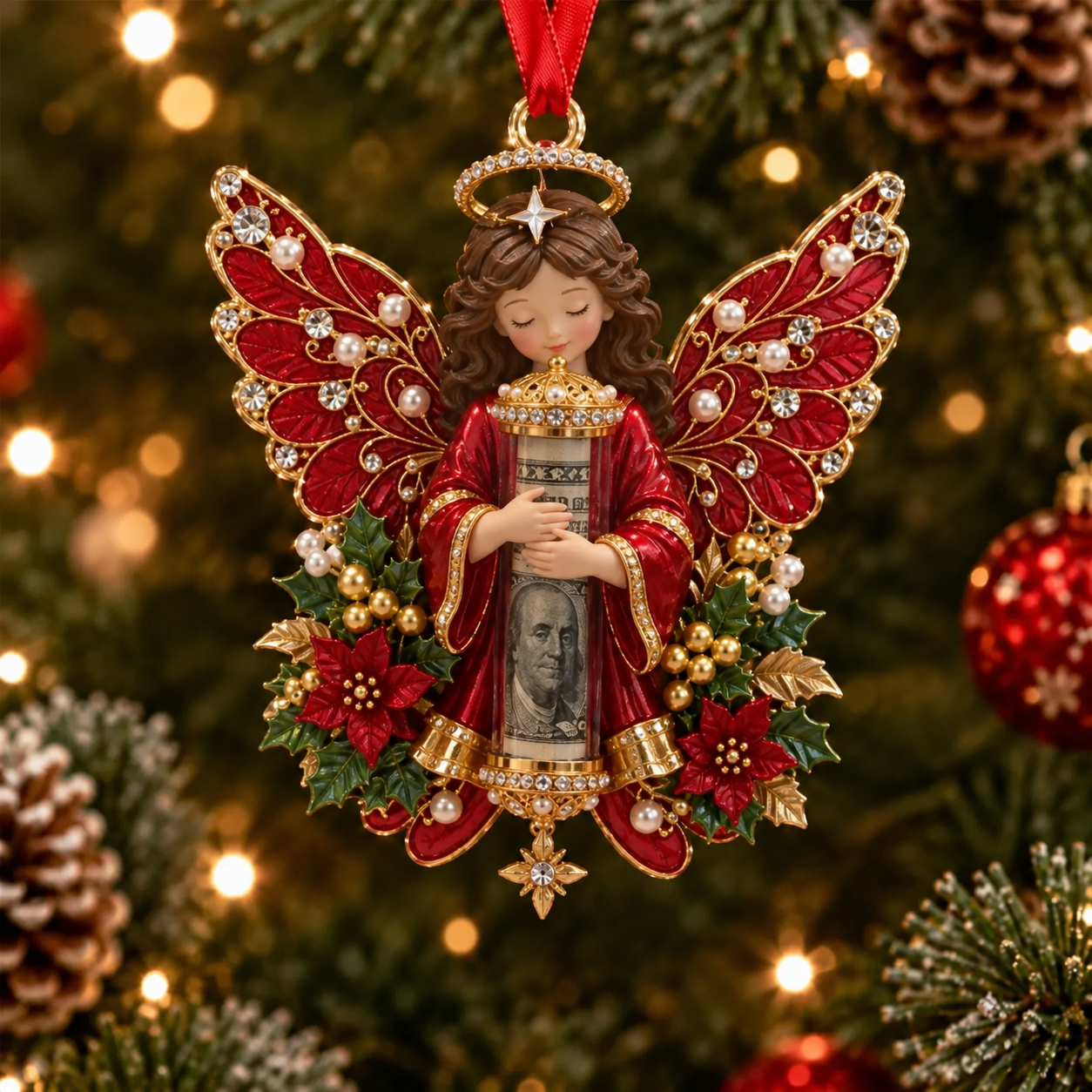 ⏰ LAST DAY SALE 49% OFF! 👼💵 3D Angel Christmas Cash Gift Ornament – Holiday Money Holder Keepsake ✨
