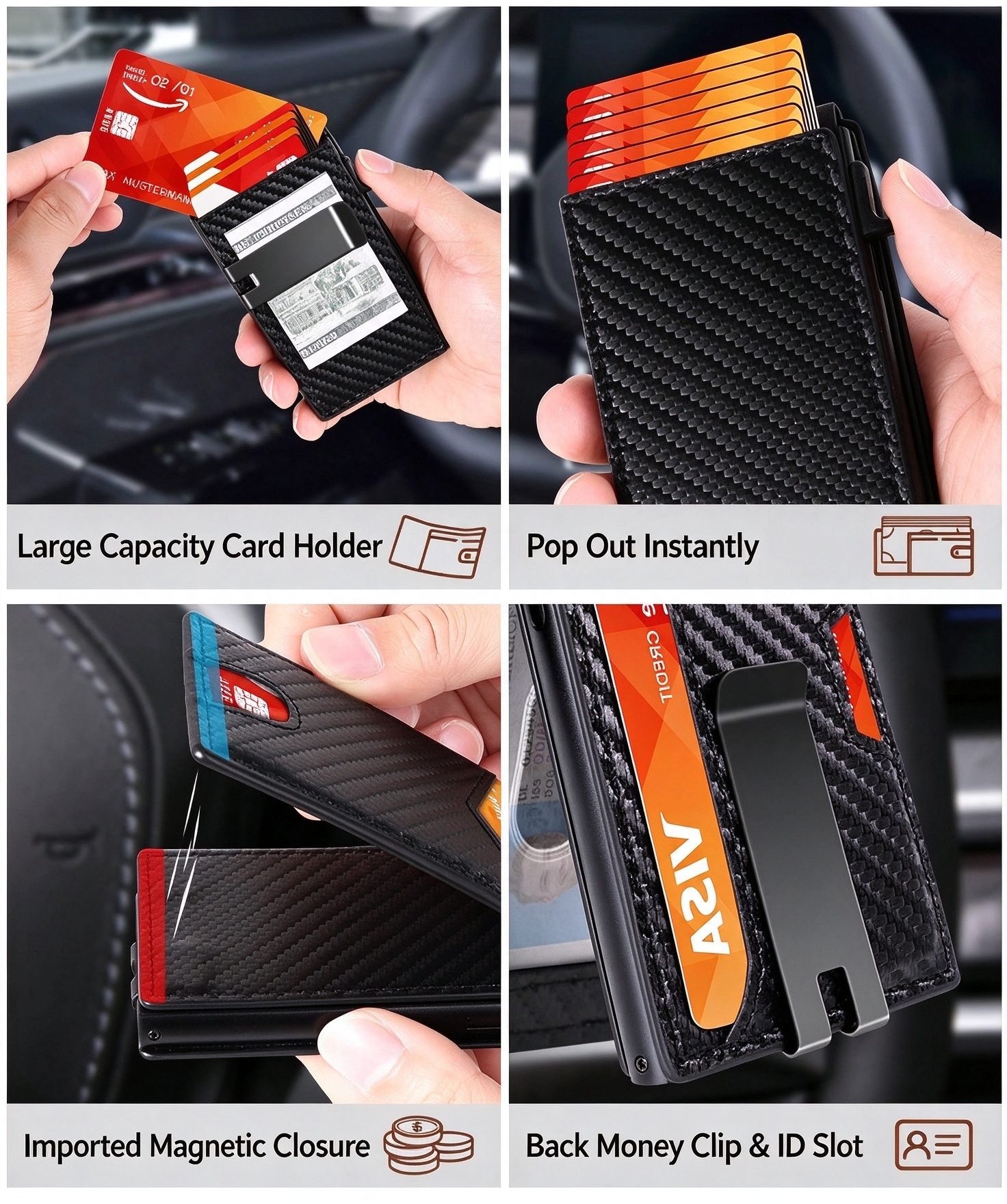 [Copy]🔥Last Day 49% OFF🔥Wallet for Men - with Pop Up Aluminum Case Money Clip Slim Leather Slots Credit Card Holder Bifold Minimalist Wallet