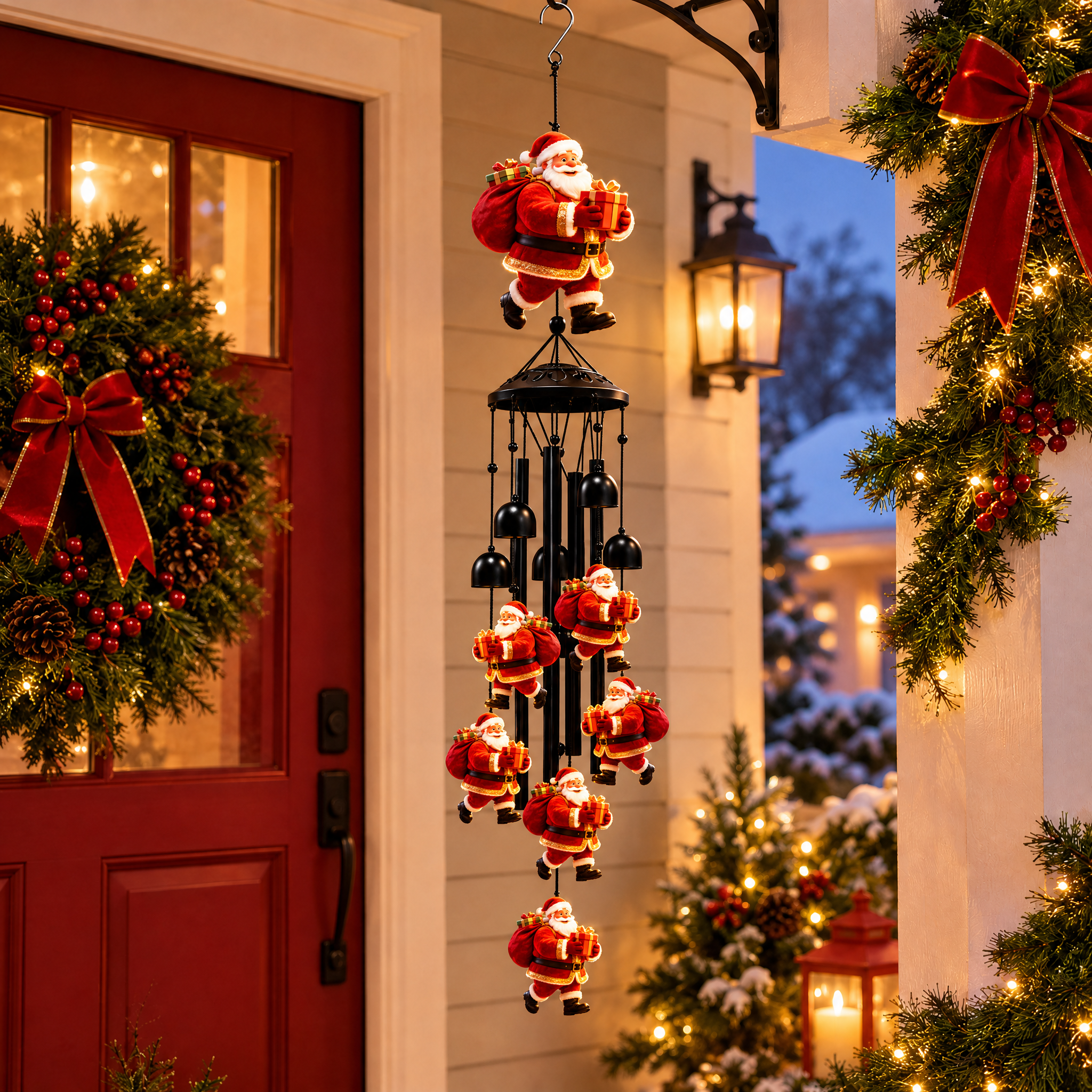 🎅 Christmas Santa Wind Chime with Metal Tubes & Bells