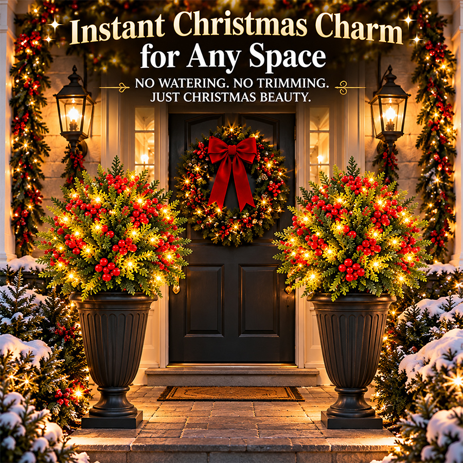 🔥2026 Christmas Sale 50% OFF | Pre-Lit Christmas Evergreen & Red Berry Garden Stakes