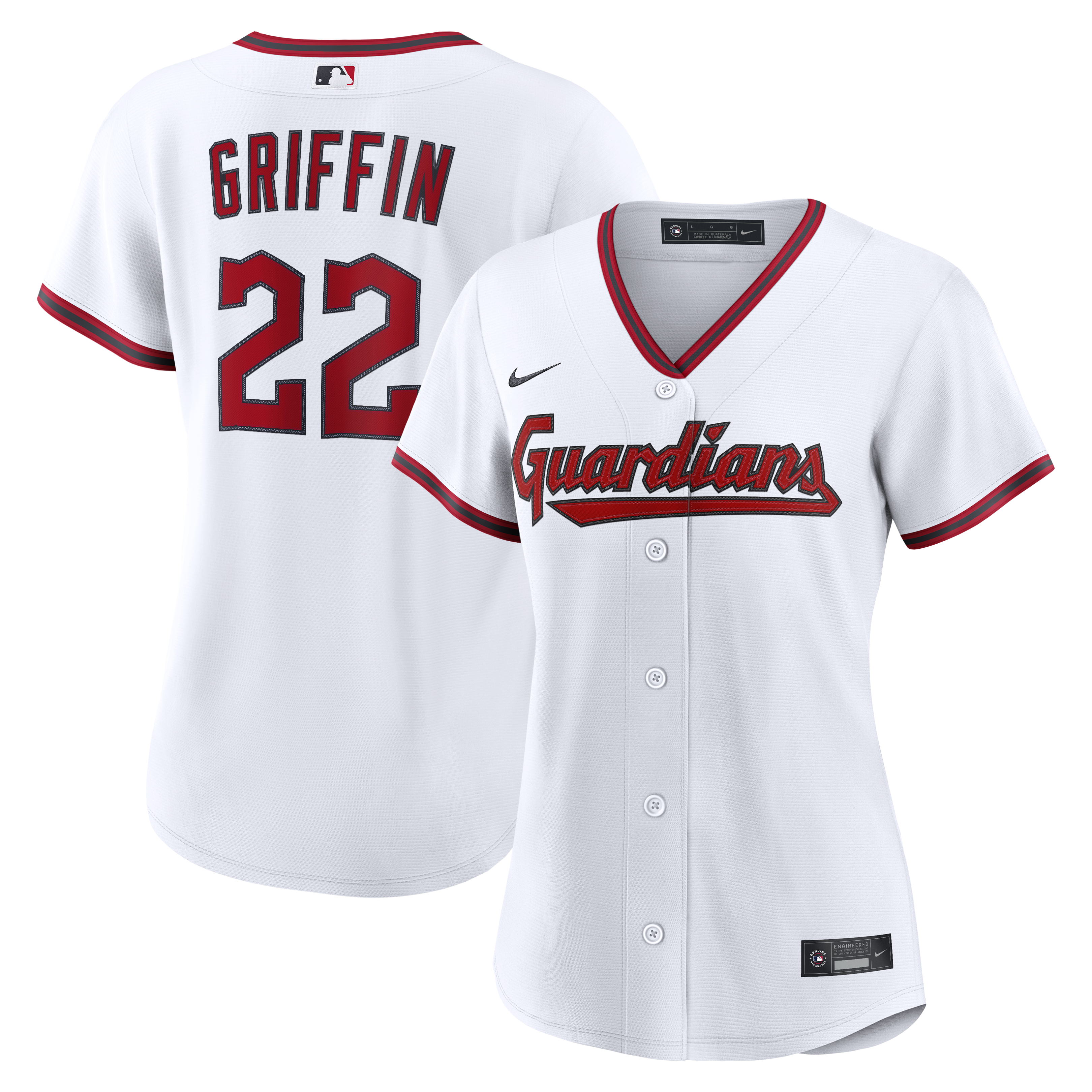 Youth Foster Griffin Cleveland Guardians White Home Jersey - Cleveland Guardians Jersey