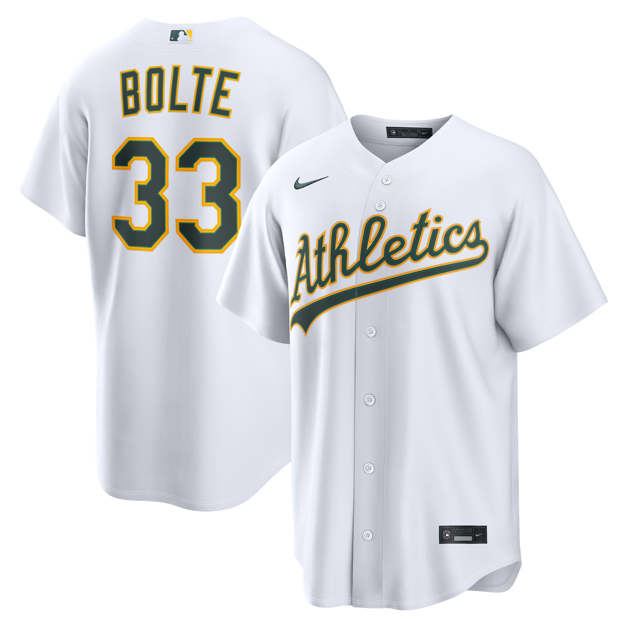 Youth Henry Bolte Oakland Athletics White Home Jersey Play - Oakland Athletics Jersey