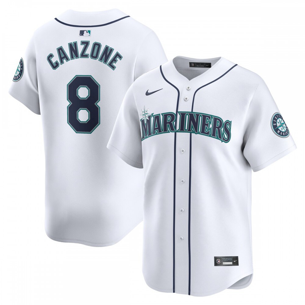 Youth Dominic Canzone Seattle Mariners White Limited Home  - Seattle Mariners Jersey