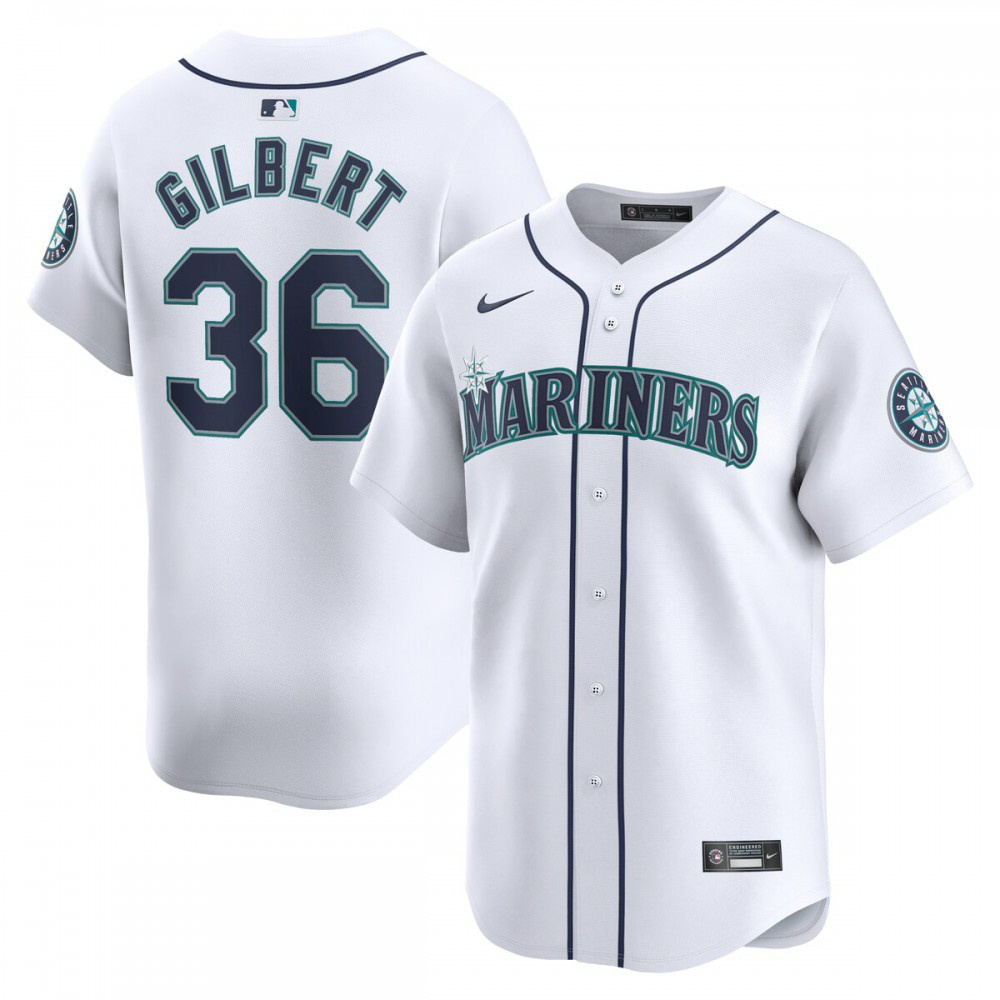 Men's Logan Gilbert Seattle Mariners White Limited Home Pl - Seattle Mariners Jersey Set