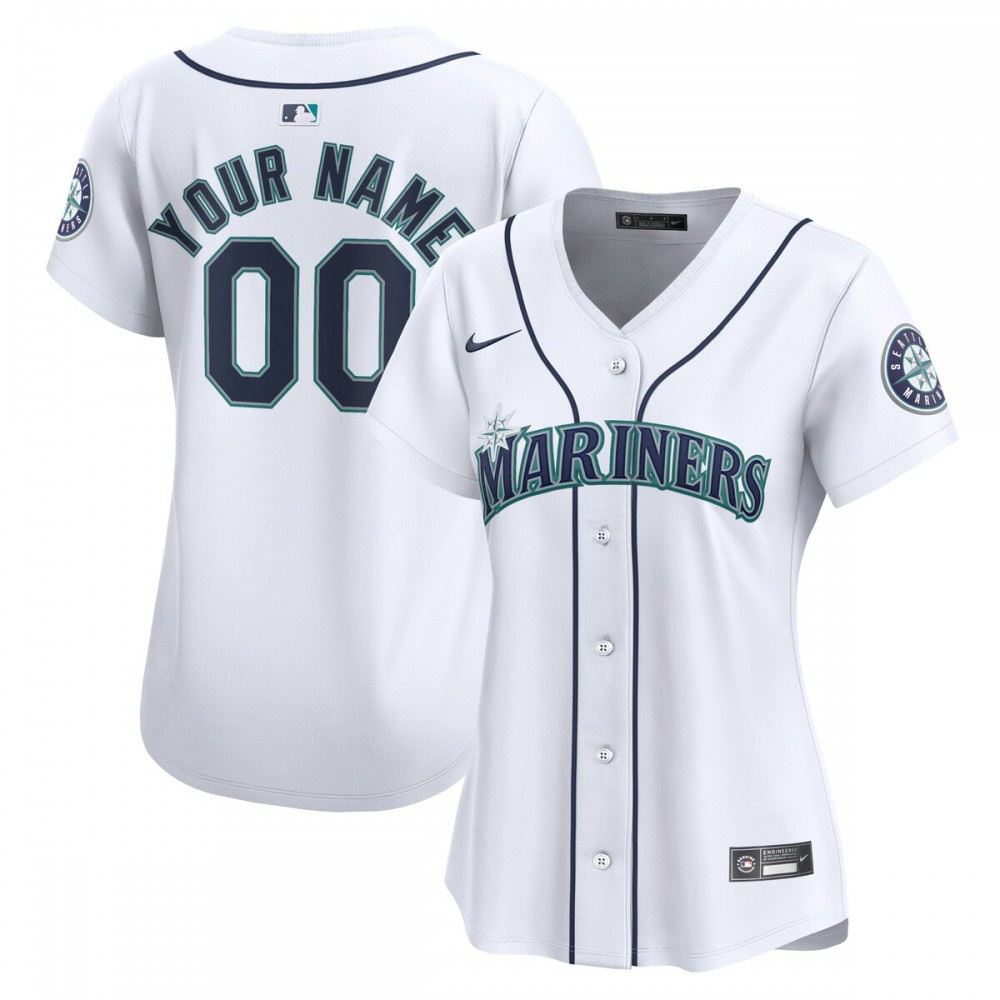 Women's Seattle Mariners White Limited Home Jersey Custom  - Seattle Mariners Jersey
