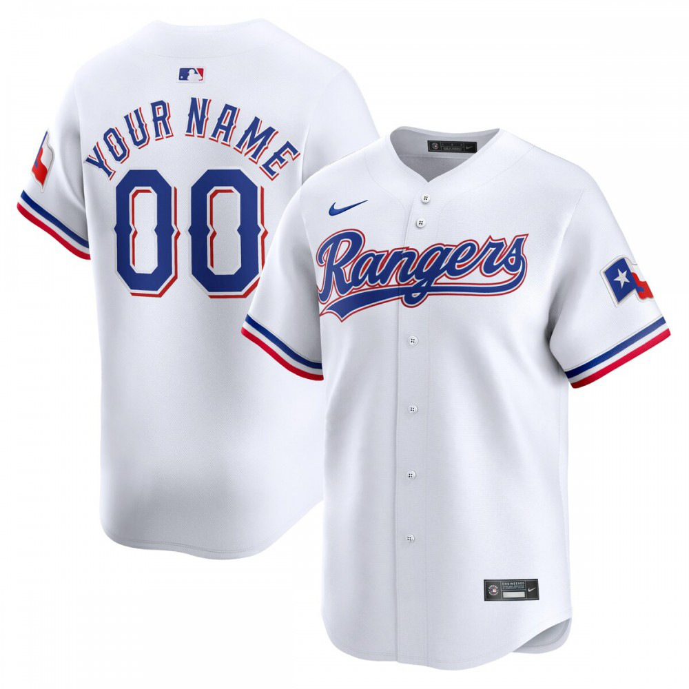 Youth Texas Rangers White Limited Home Jersey Custom Name  - Texas Rangers Jersey
