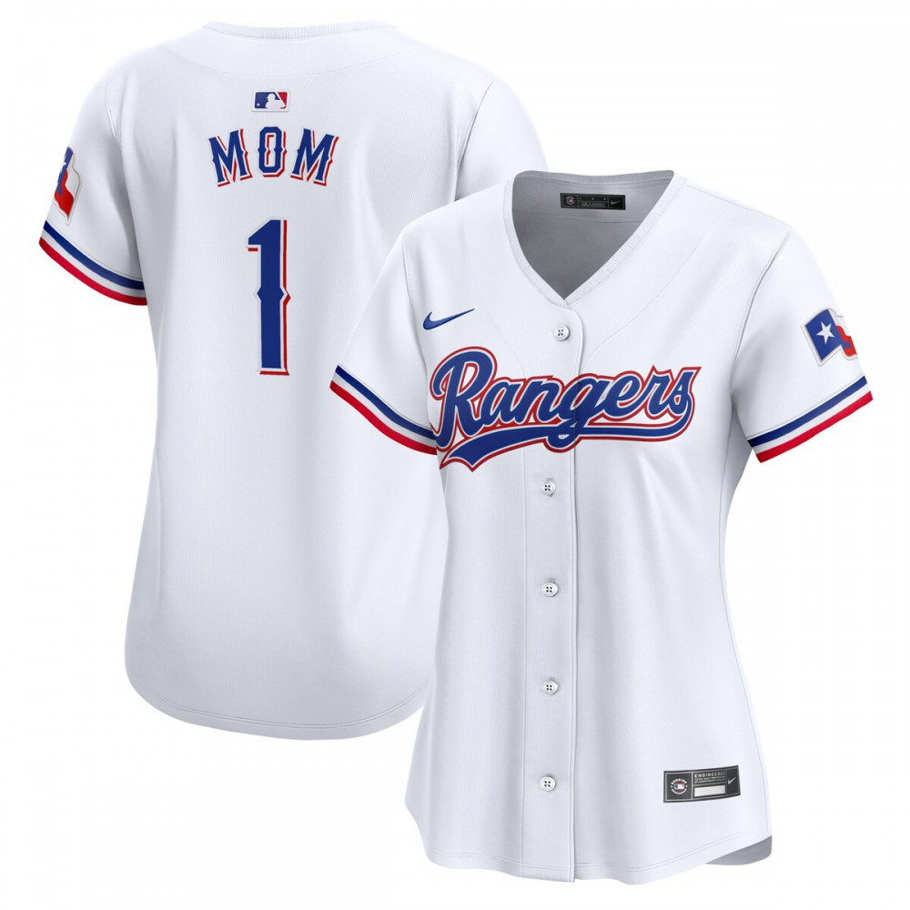 Men's Texas Rangers White Mom Limited Home Jersey - Texas Rangers Jersey