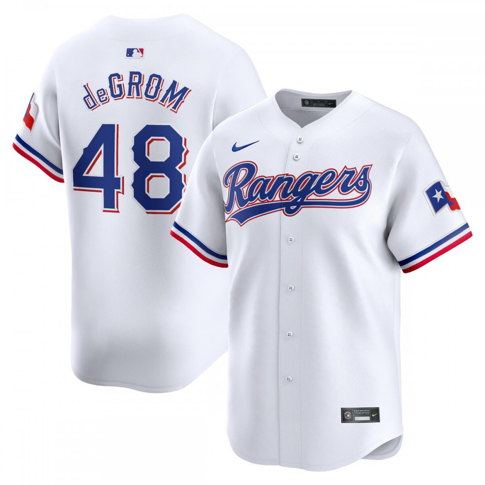 Men's Jacob Degrom Texas Rangers White Limited Home Jersey - Texas Rangers Jersey