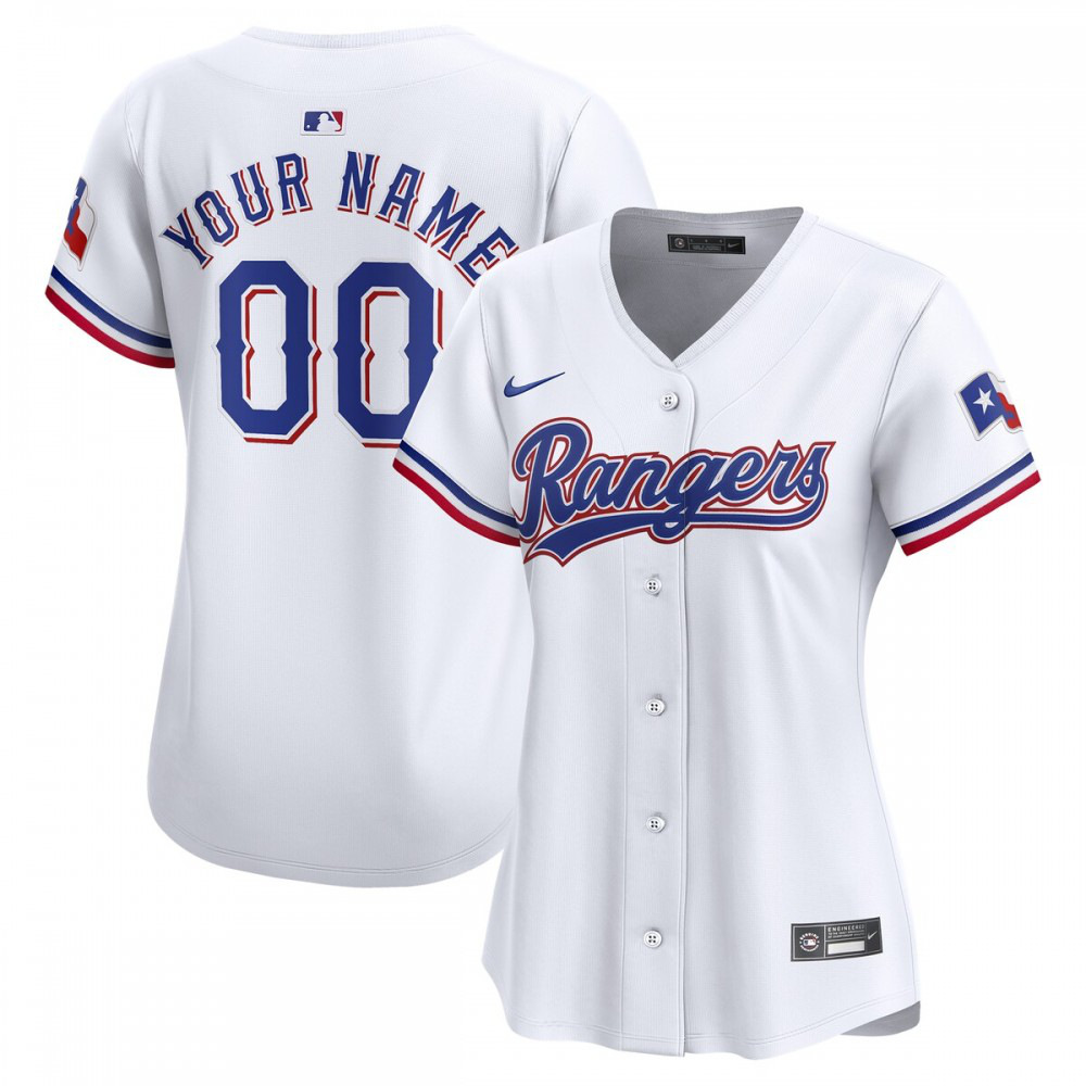 Women's Texas Rangers White Limited Home Jersey Set Custom - Texas Rangers Jersey Set