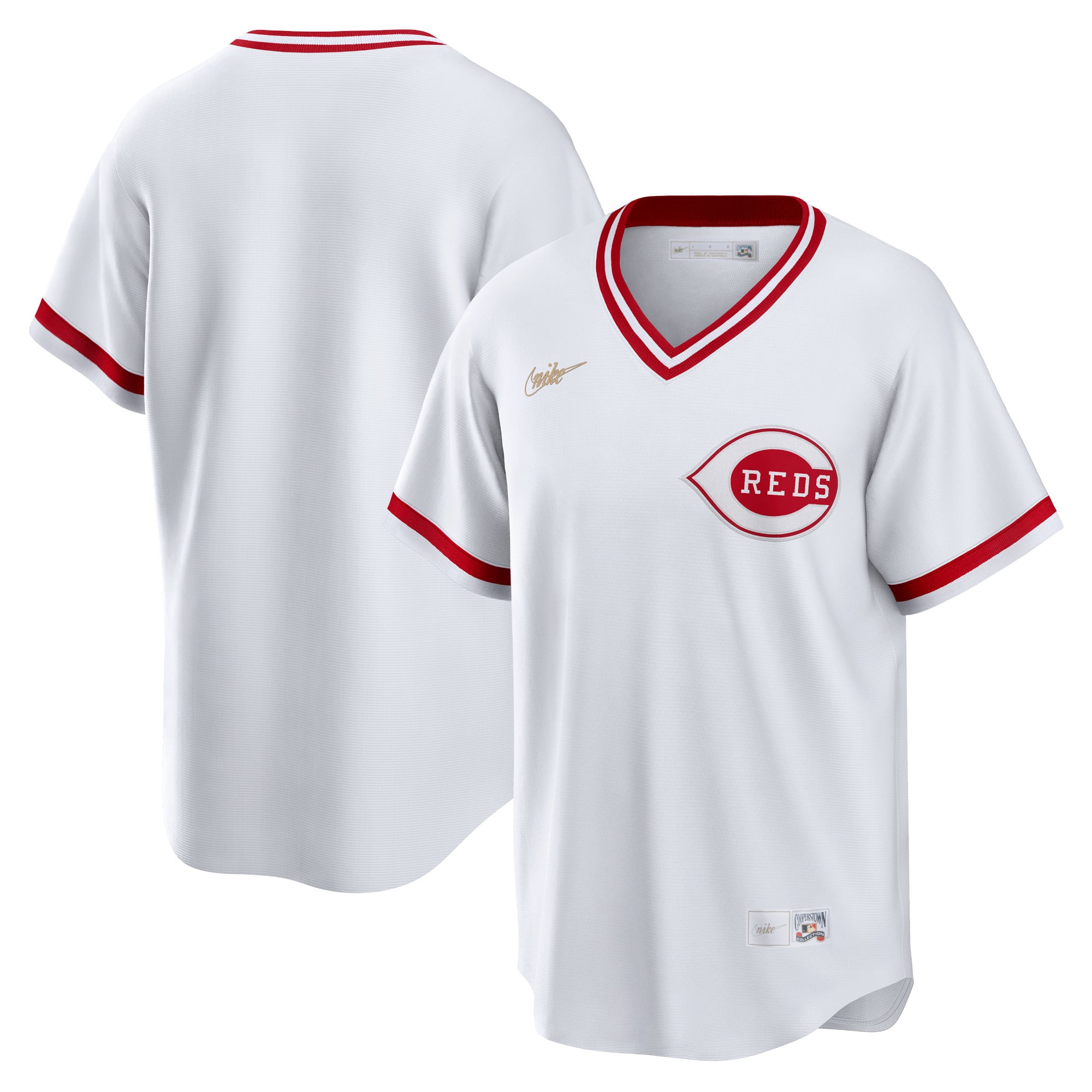 Men's Cincinnati Reds White Cooperstown Team Jersey Home J - Cincinnati Reds Jersey