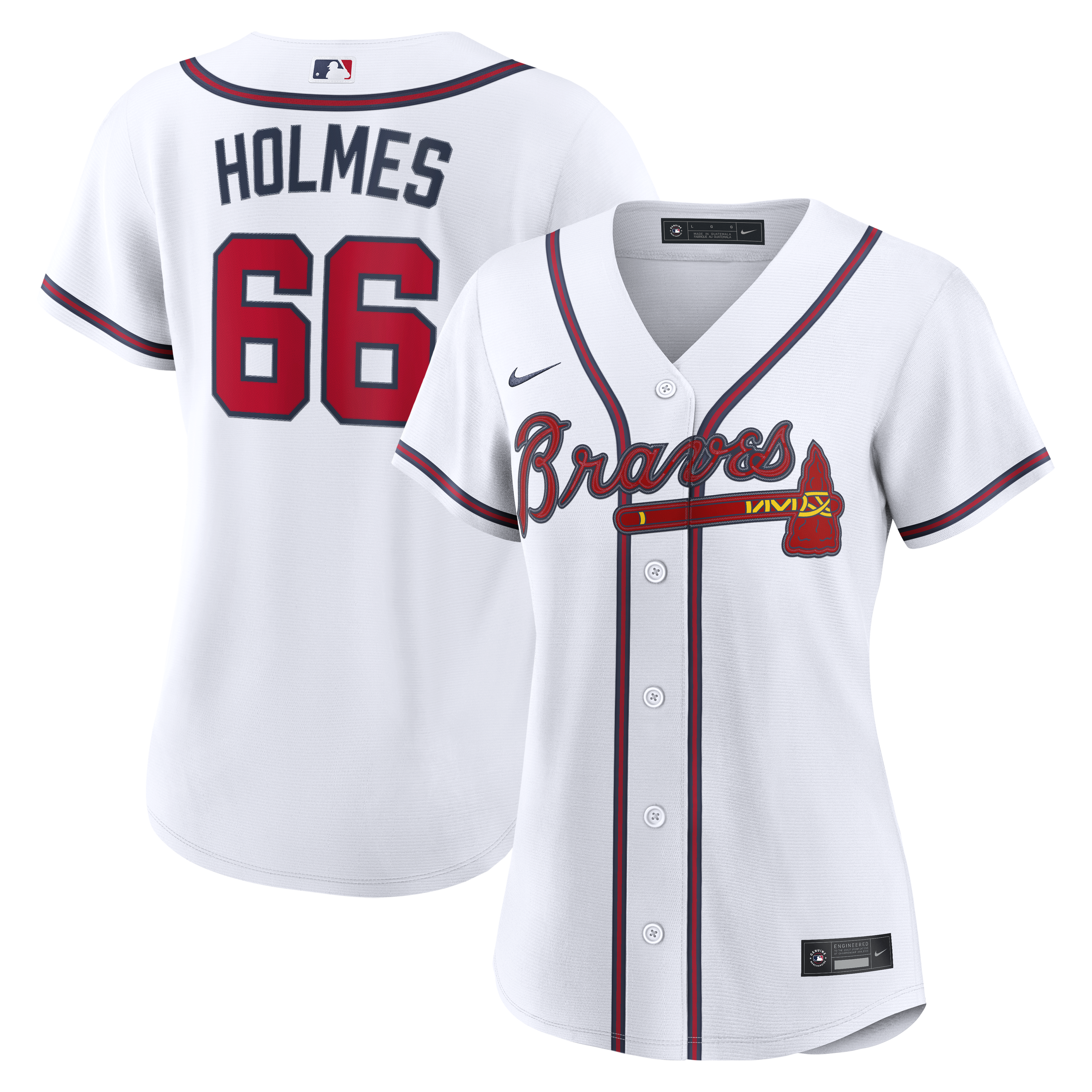 Men's Grant Holmes Atlanta Braves White Home Jersey Player - Atlanta Braves Jersey