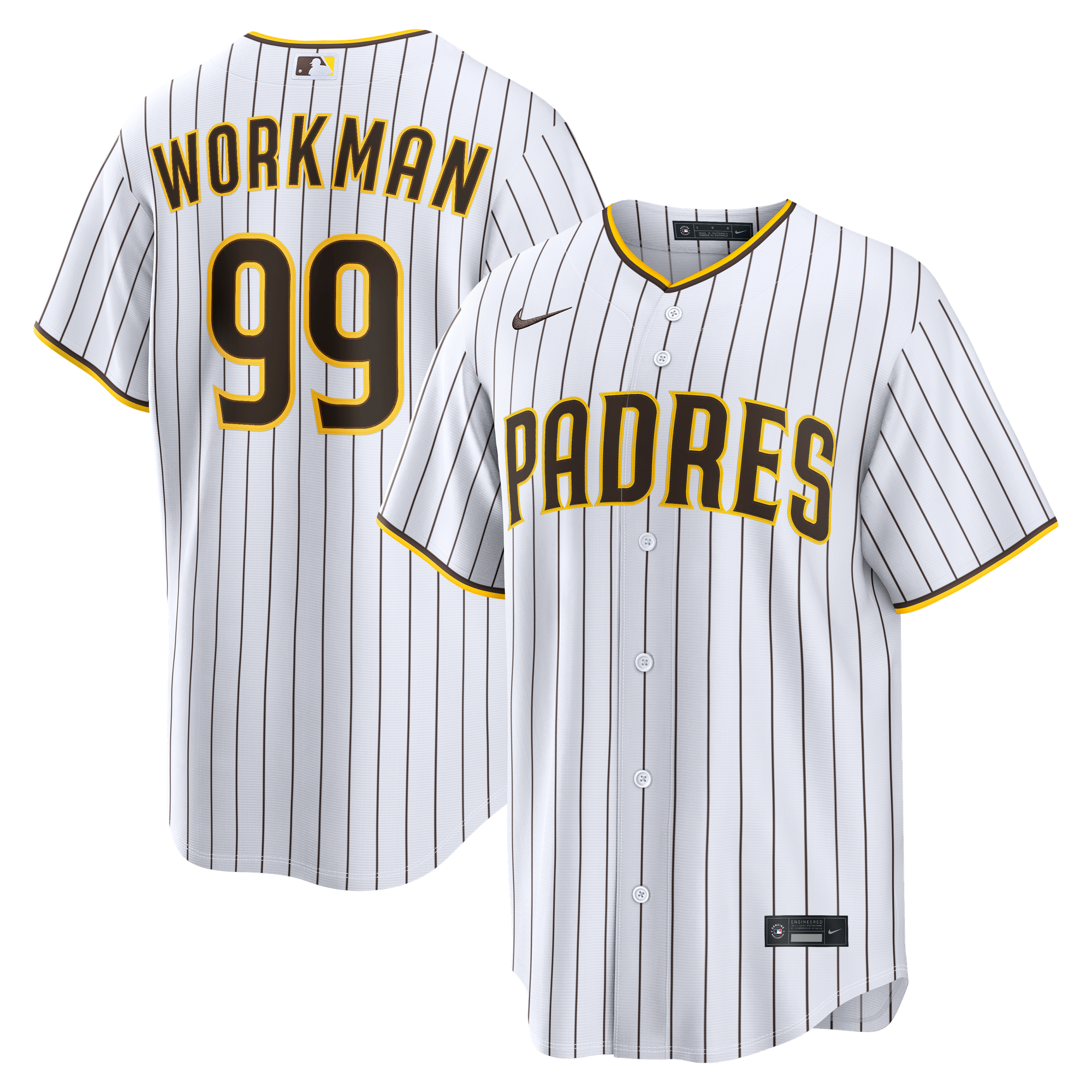 Youth Gage Workman San Diego Padres White Home Jersey Play - San Diego Padres Jersey