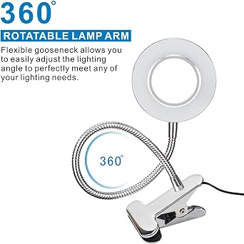 Halo Eye-Caring USB Reading Clip Light – 10-Level Dimmable (Silver)