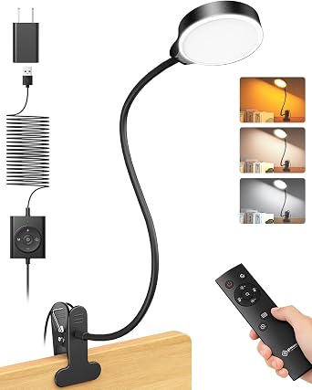 Heavy-Duty Clamp Bedside Reading Light – Multi-Mode Remote & UK Plug