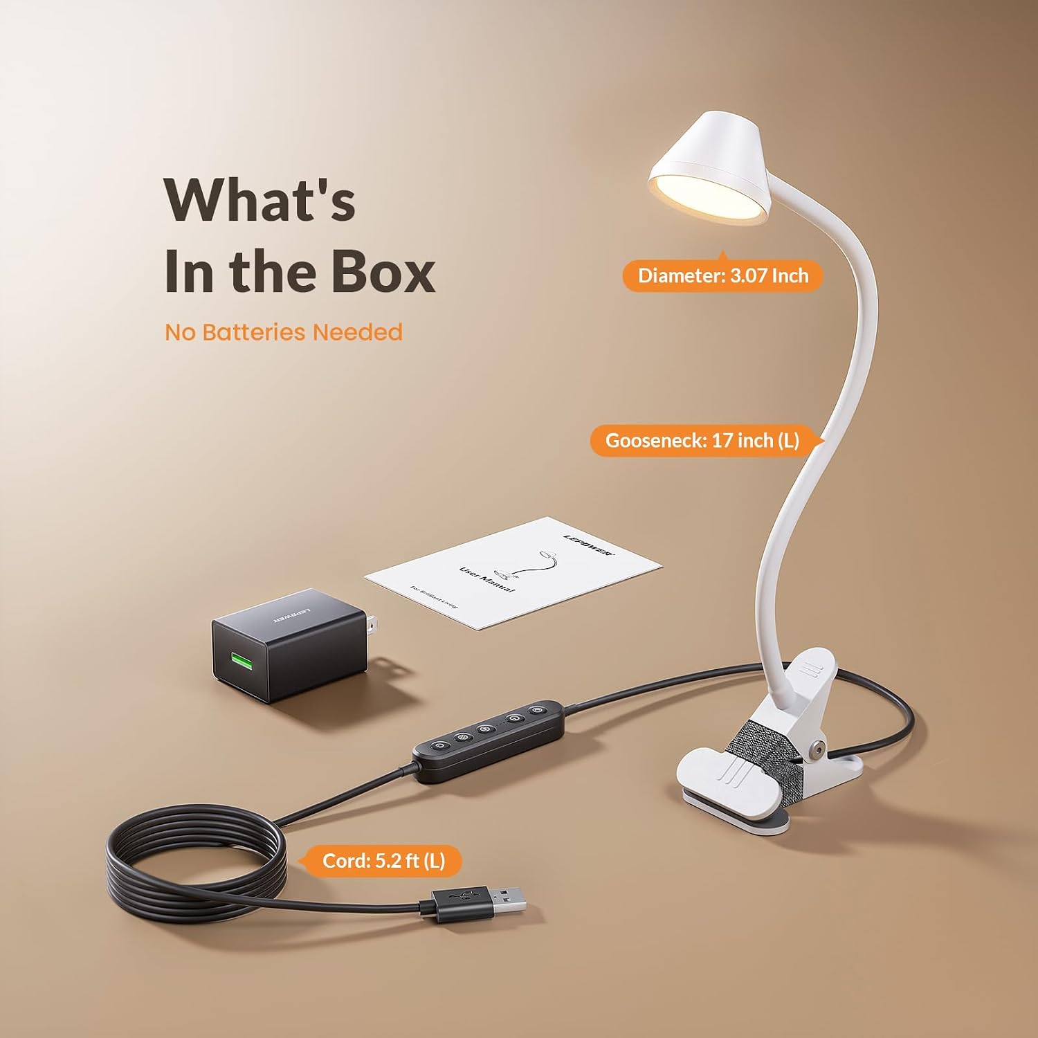 Somno Amber Glow Bedside Clip Light – RG0 Eye-Caring Night Reading Lamp (White)