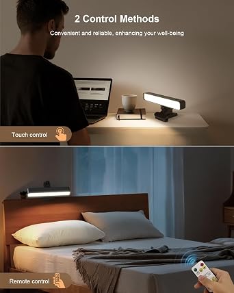 Rotatable Magnetic LED Reading Light Bar – 6000mAh Rechargeable with Remote (Black)
