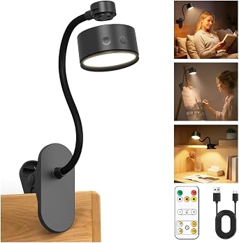Cordless Detachable LED Bedside Reading Light – 5000mAh Rechargeable Clamp Lamp