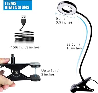 Halo Eye-Caring USB Reading Clip Light – 10-Level Dimmable (Midnight Black)