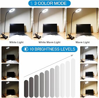 Halo Eye-Caring USB Reading Clip Light – 10-Level Dimmable (Midnight Black)