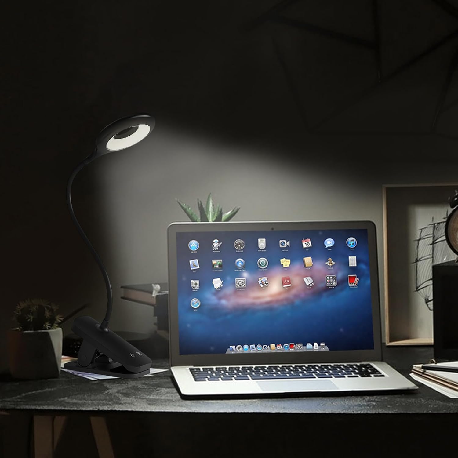 Flexible Gooseneck Bedside Reading Clip Lights – Touch Control (Twin Pack, Black)