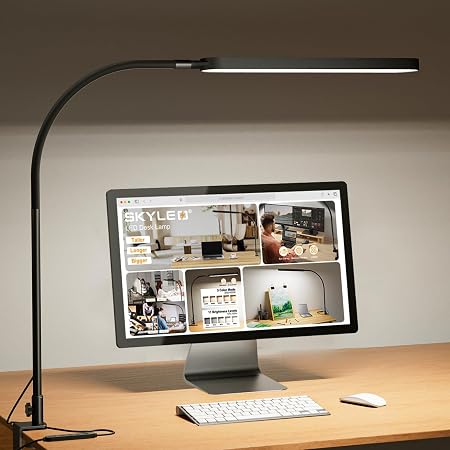 Flexible Gooseneck Clip-On Desk Light – Multi-Level Dimmable Reading Lamp (Black)