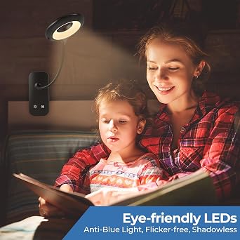 Flexible Gooseneck Bedside Reading Clip Lights – Touch Control (Twin Pack, Black)