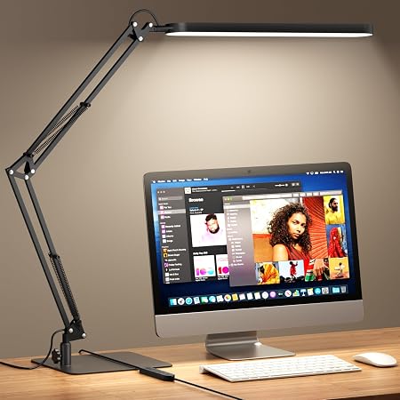 Architect Slim LED Desk Lamp – Adjustable Swing Arm & Eye-Caring Dimmer (Black)