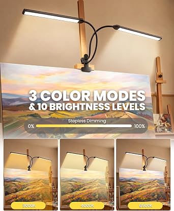 Dual-Bar LED Clip-On Task Light – Wide-Angle Adjustable Headboard & Easel Lamp