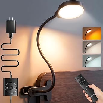 Heavy-Duty Clamp Bedside Reading Light – Multi-Mode Remote & UK Plug