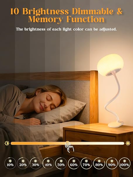 Aura RGB Bedside Clip-On Night Light – 10-Colour Ambient Reading Lamp