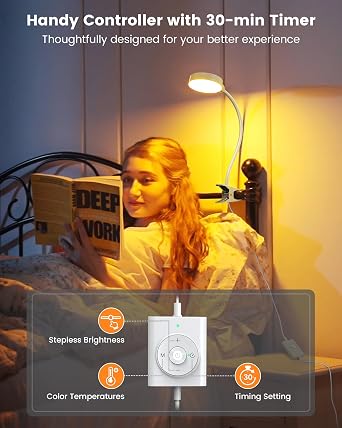 High-CRI 36-LED Bedside Task Lamp – Wireless Remote & UK 3-Pin Adapter