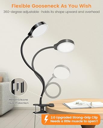 Flexible 36-LED Gooseneck Reading Lamp – UK Plug (Space Grey)