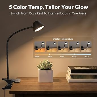 Somno Amber Glow Bedside Clip Light – RG0 Eye-Caring Night Reading Lamp (Black)
