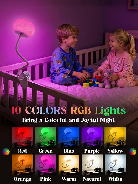 Aura RGB Bedside Clip-On Night Light – 10-Colour Ambient Reading Lamp