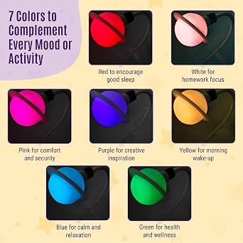 Saturn Dimmable LED Clip-On Night Light – 7-Colour Gentle Nursery Lamp