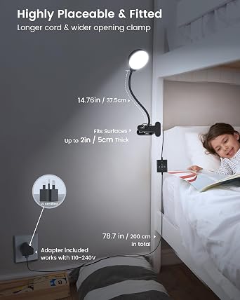 Flexible 36-LED Gooseneck Reading Lamp – UK Plug (Classic Black)