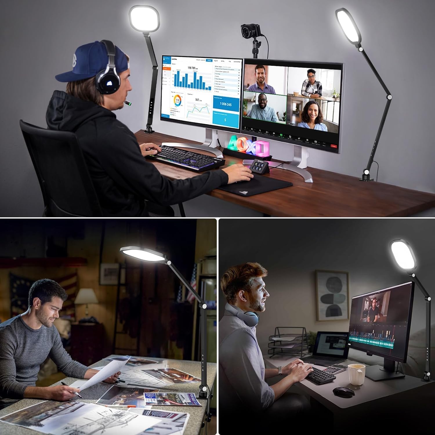 Studio Pro LED Desk Lamp with C-Clamp & Remote Control (Set of 2)