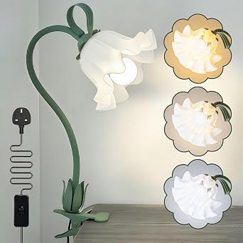 Flora Decorative Clip-On Bedside Lamp – 3-Colour Soft Ambient Night Light (Warm White)