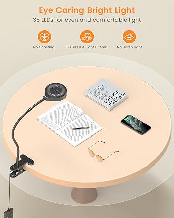 Flexible 36-LED Gooseneck Reading Lamp – UK Plug (Classic Black)