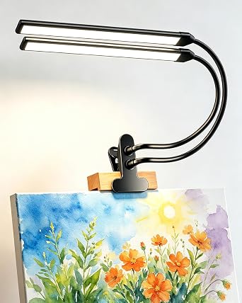 Dual-Bar LED Clip-On Task Light – Wide-Angle Adjustable Headboard & Easel Lamp