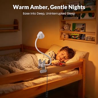 Somno Amber Glow Bedside Clip Light – RG0 Eye-Caring Night Reading Lamp (White)