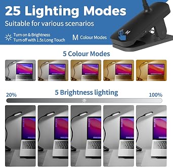 Flexible Gooseneck Bedside Reading Clip Lights – Touch Control (Twin Pack, Black)