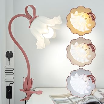 Flora Decorative Clip-On Bedside Lamp – 3-Colour Soft Ambient Night Light (Rose)