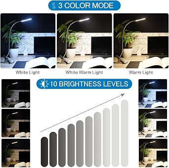 Halo Eye-Caring USB Reading Clip Light – 10-Level Dimmable (Silver)