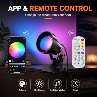 Smart Multi-Colour Ambient Clip Spotlights with Remote Control (Twin Pack)